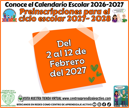Conoce El Calendario Escolar Ciclo 2026 - 2027