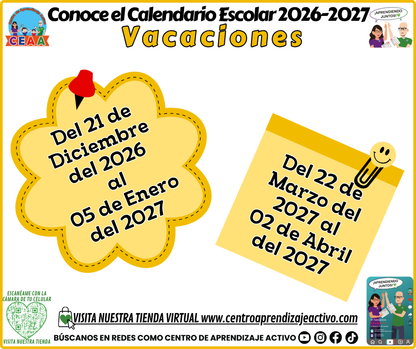 Conoce El Calendario Escolar Ciclo 2026 - 2027