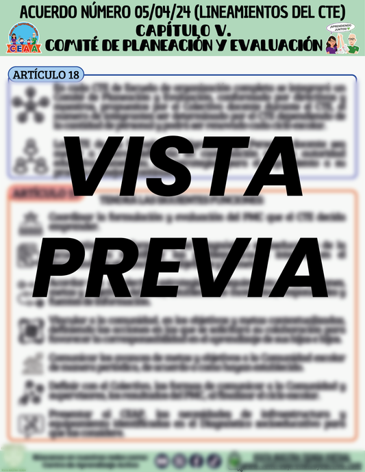 Infografía ACUERDO NÚMERO 05/04/24 (LINEAMIENTOS DEL CTE) CAPÍTULO V. COMITÉ DE PLANEACIÓN Y EVALUACIÓN