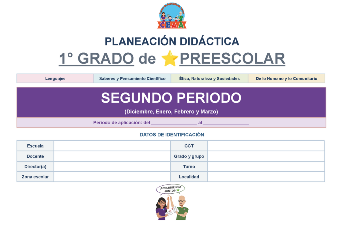 PLANEACIÓN 1° ⭐Preescolar Segundo Periodo (Dic, Ene, Feb, Mar) ✏️Editable en Word
