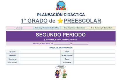 PLANEACIÓN 1° ⭐Preescolar Segundo Periodo (Dic, Ene, Feb, Mar) ✏️Editable en Word