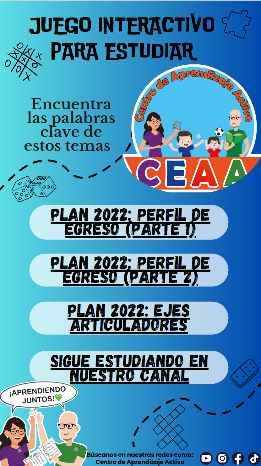 Juegos Interactivos Sopa de letras Palabras Clave Plan Estudios 2022 parte 2 Perfil de Egreso