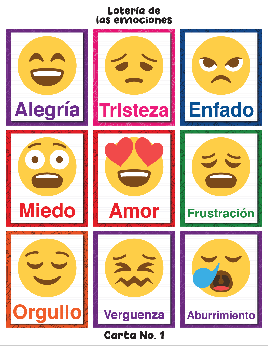 Lotería de las emociones en PDF