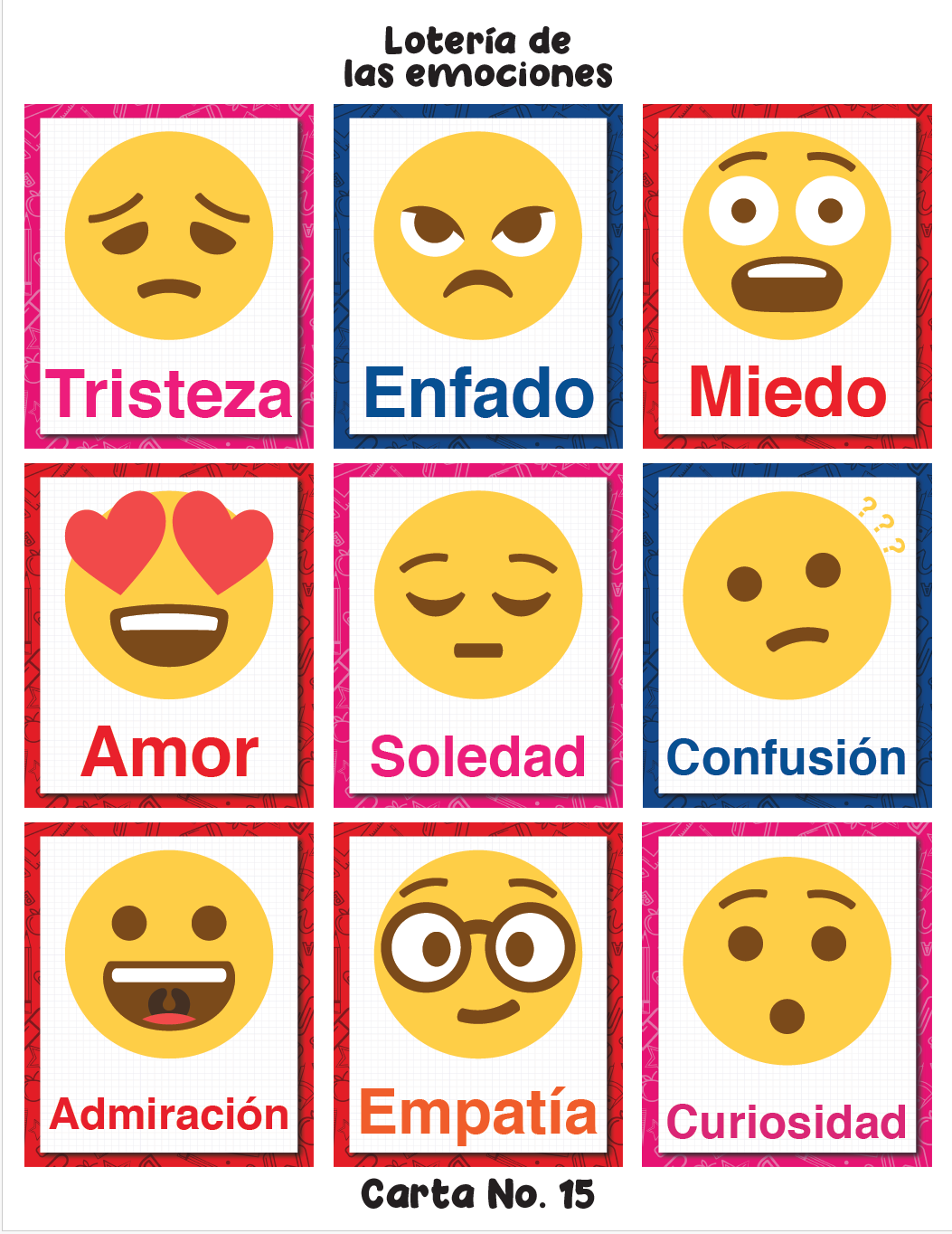 Lotería de las emociones en PDF