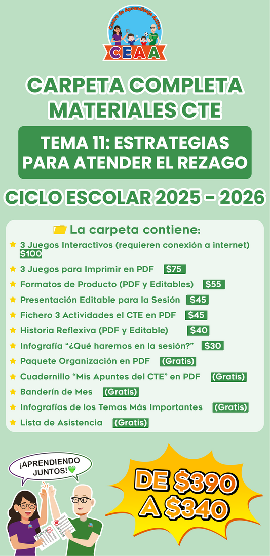 Carpeta Completa Materiales CTE Tema 11: Estrategias para Atender el Rezago