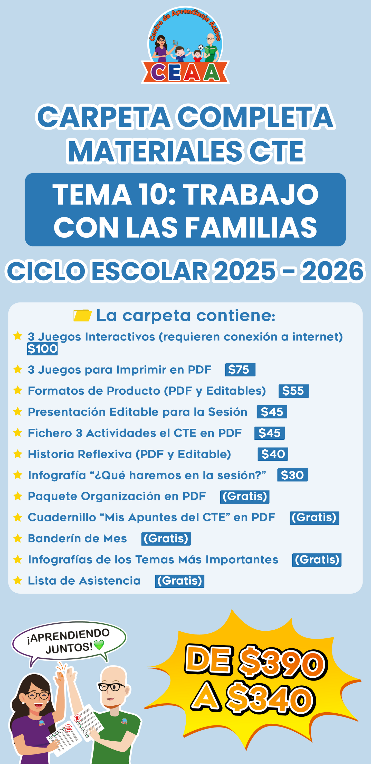 Carpeta Completa Materiales CTE Tema 10: Trabajo con las Familias