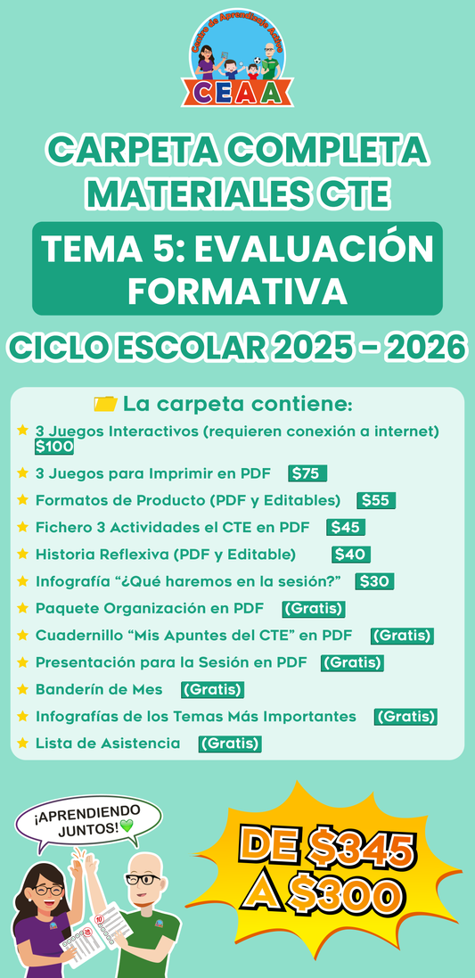 Carpeta Completa Materiales CTE Tema 5: Evaluación Formativa