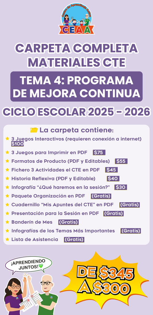 Carpeta Completa Materiales CTE Tema 4: Programa de Mejora Continua