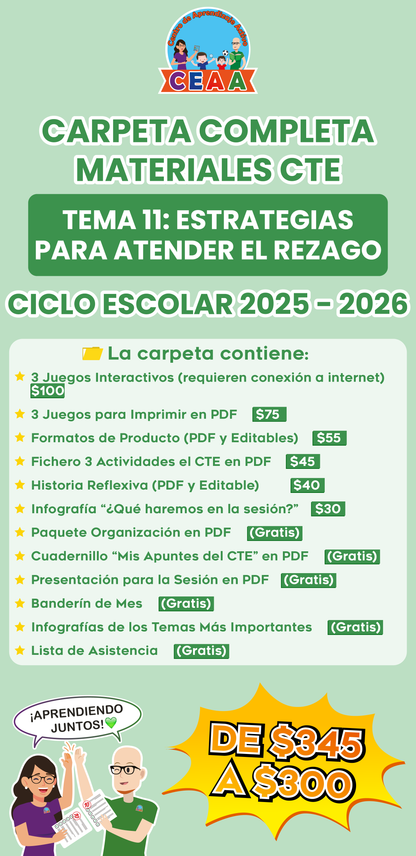 Carpeta Completa Materiales CTE Tema 11: Estrategias para Atender el Rezago