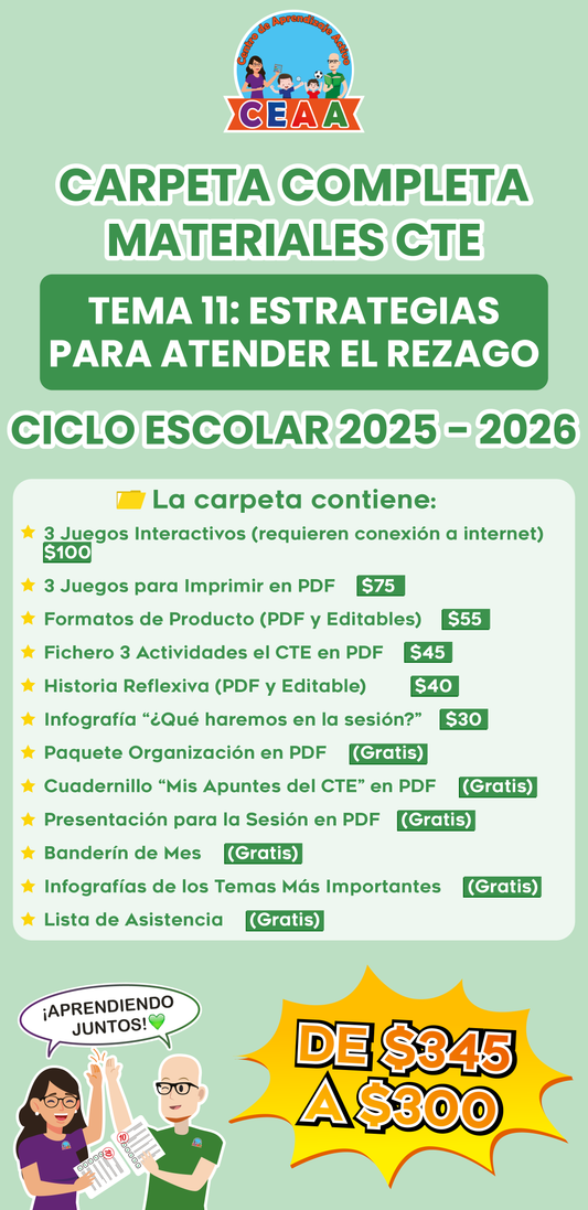 Carpeta Completa Materiales CTE Tema 11: Estrategias para Atender el Rezago