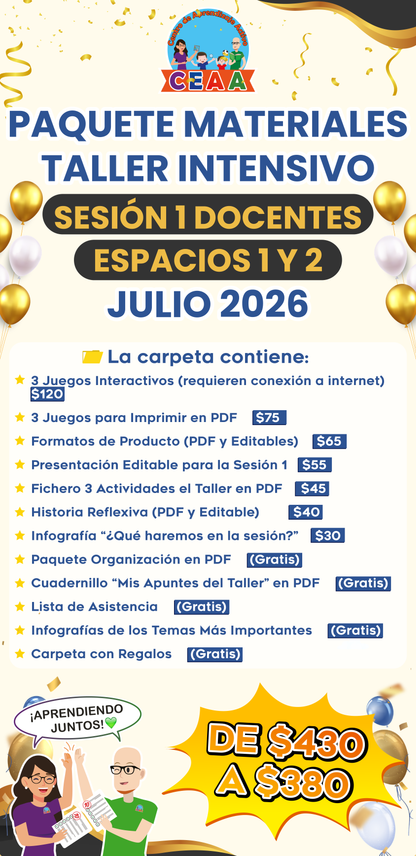 Paquete Completo Materiales Taller Intensivo Sesión 1 Julio 2026