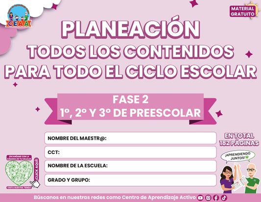 Planeación Fase 2 Preescolar 1⁰, 2⁰ y 3⁰ Todos los Contenidos en PDF