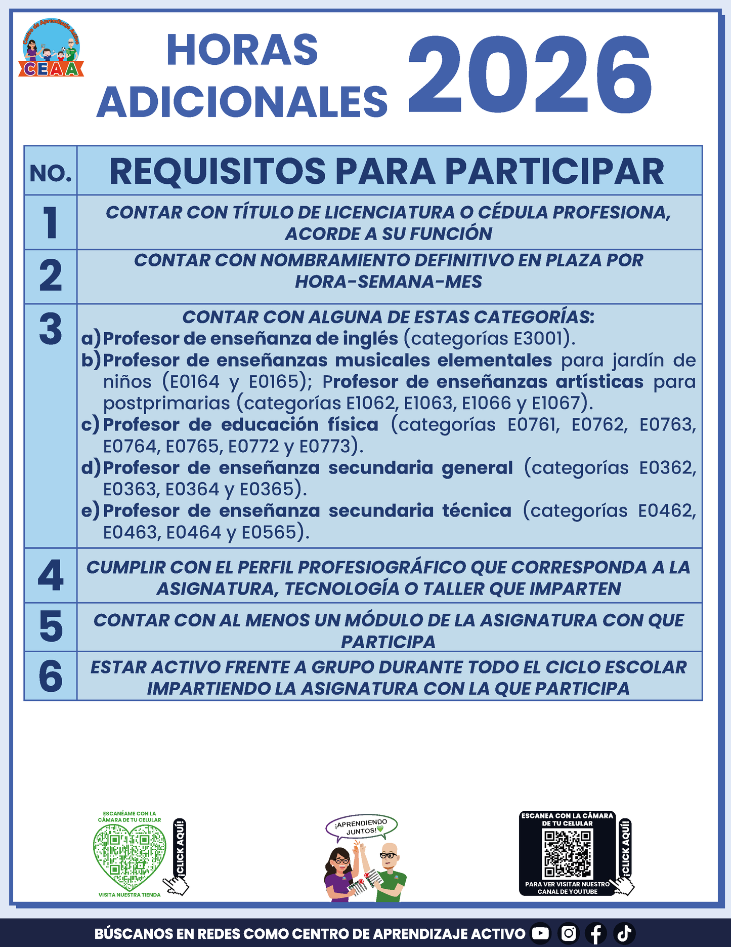 Cuadernillo Horas Adicionales Educación Básica 2026