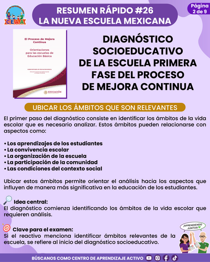 Resumen Rápido #26: DIAGNÓSTICO SOCIOEDUCATIVO DE LA ESCUELA PRIMERA FASE DEL PROCESO DE MEJORA CONTINUA