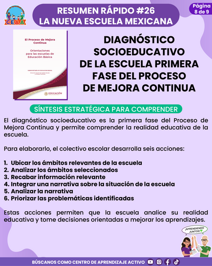 Resumen Rápido #26: DIAGNÓSTICO SOCIOEDUCATIVO DE LA ESCUELA PRIMERA FASE DEL PROCESO DE MEJORA CONTINUA
