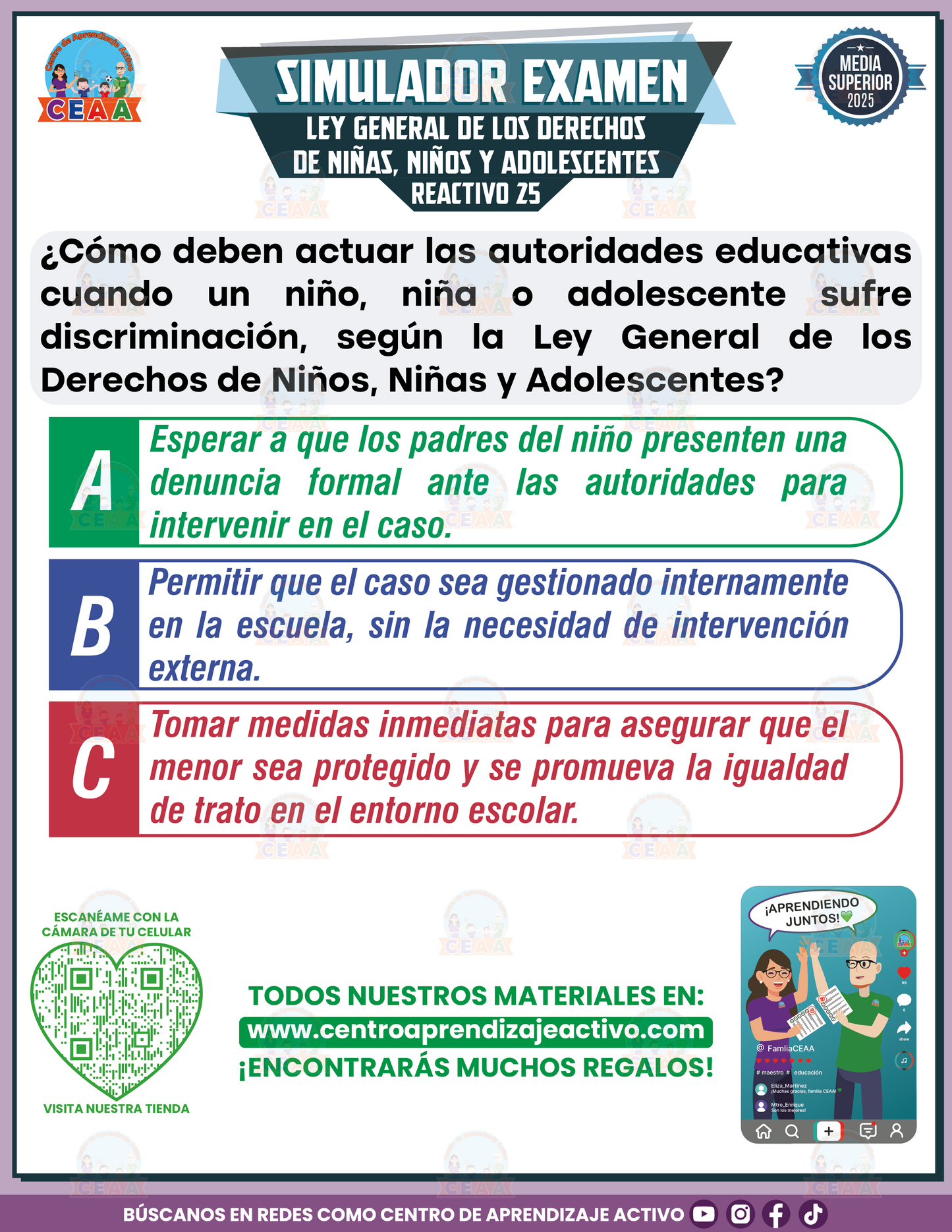 Simulador de Examen: Ley General de los Derechos de Niñas, Niños y Adolescentes