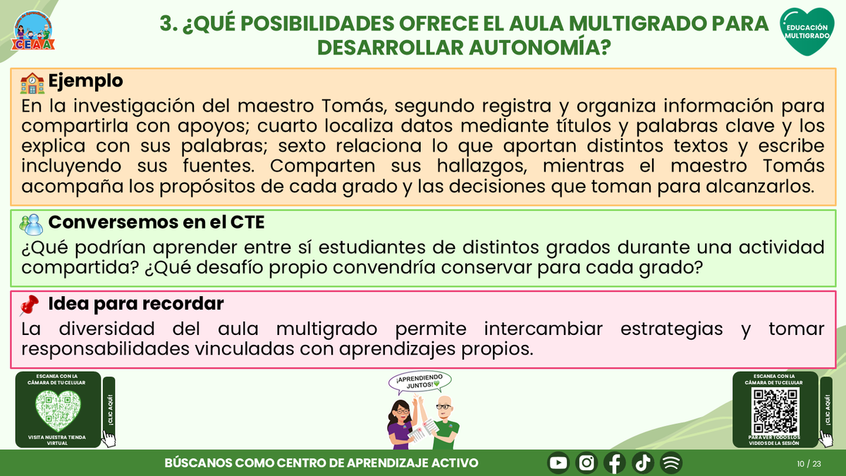 Resumen CTE del Tema 3 Educación Multigrado: AUTONOMÍA PARA APRENDER EN EL AULA ¿CÓMO ACOMPAÑAR DECISIONES, COLABORACIÓN Y RESPONSABILIDAD EN EL APRENDIZAJE? editable en PowerPoint