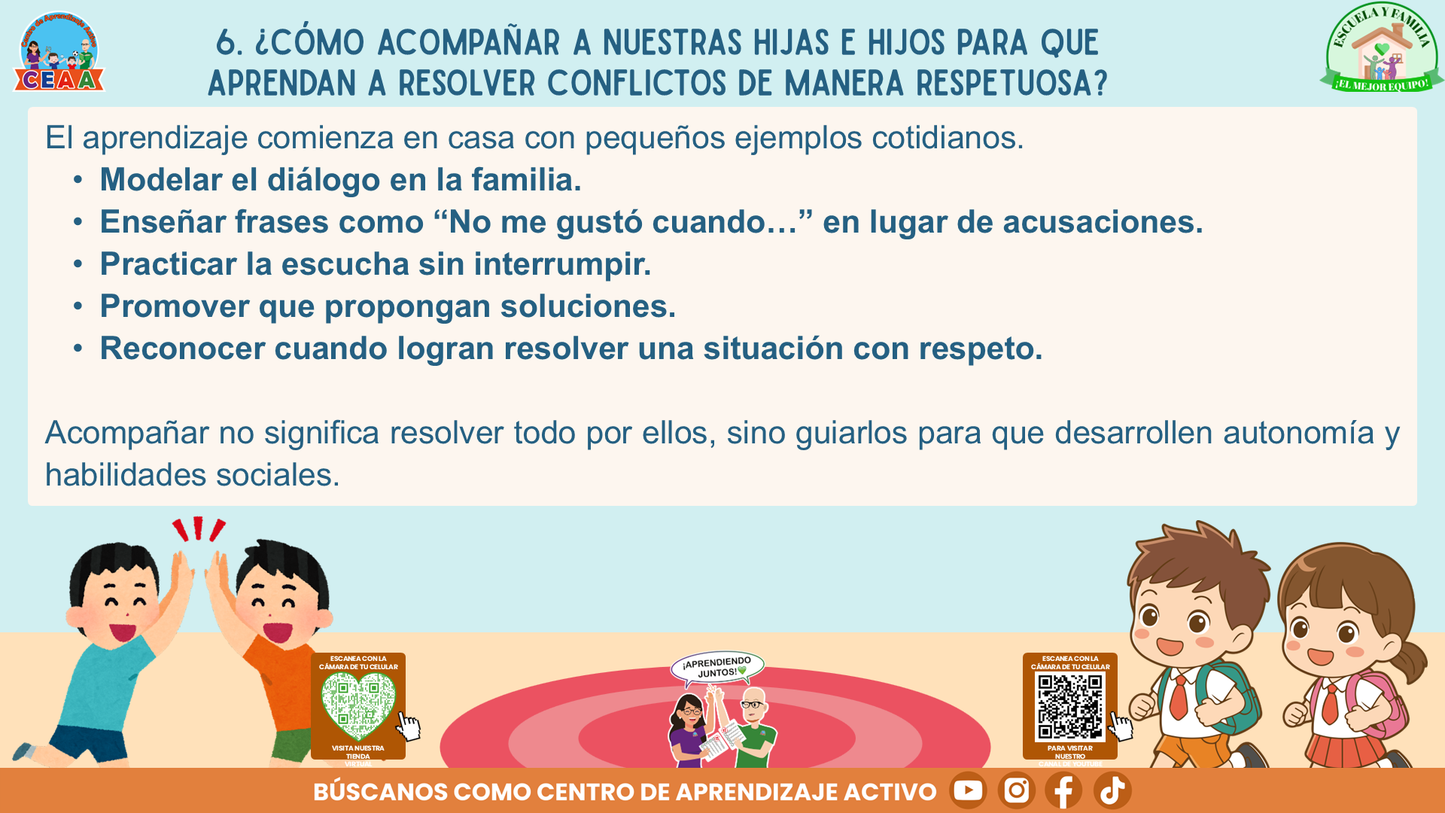 ESCUELA Y FAMILIA: ¿Qué hacer y cómo resolver conflictos entre estudiantes de manera adecuada? (Editable en PowerPoint)