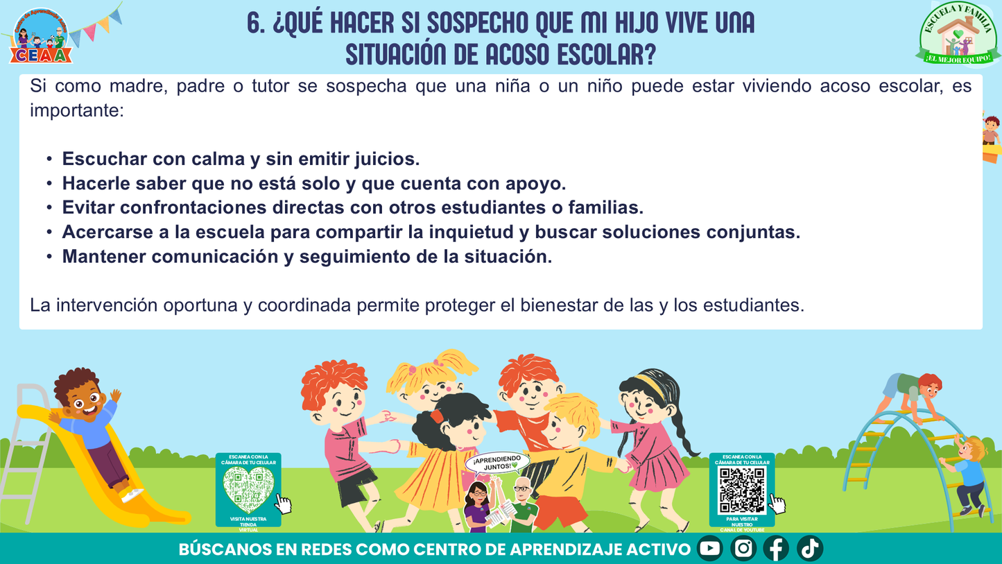 ESCUELA Y FAMILIA: JUNTOS EN LA PREVENCIÓN DEL ACOSO ESCOLAR (Editable en PowerPoint)