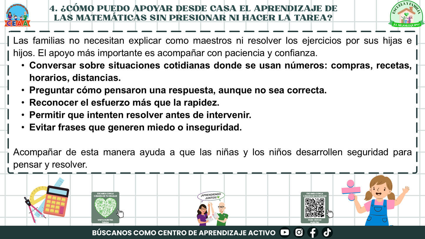 ESCUELA Y FAMILIA: ¿CÓMO APRENDEN MATEMÁTICAS MIS HIJOS E HIJAS EN LA ESCUELA? (Editable en PowerPoint)