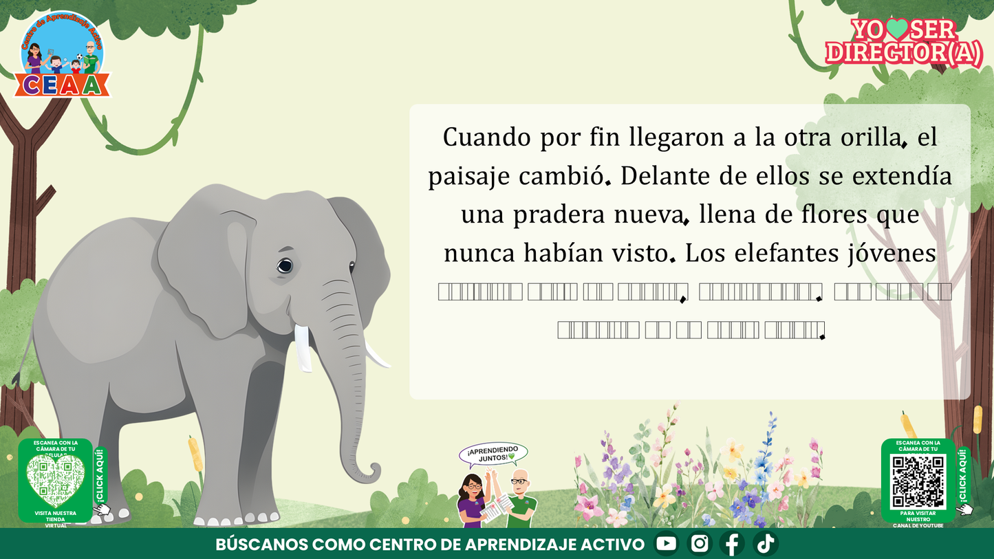 Historias para Maestros Taller Intensivo Directores Enero 2026 - LA ELEFANTA Y EL SENDERO QUE NADIE HABÍA RECORRIDO (Editable en PowerPoint)