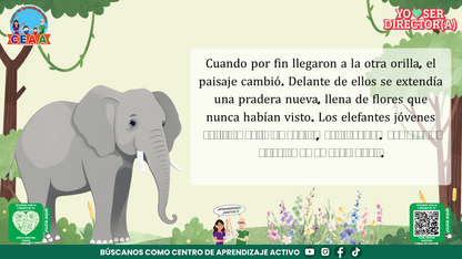 Historias para Maestros Taller Intensivo Directores Enero 2026 - LA ELEFANTA Y EL SENDERO QUE NADIE HABÍA RECORRIDO (Editable en PowerPoint)