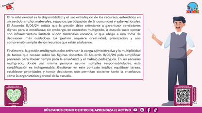 Resumen Gráfico CTE Multigrado TEMA 5: ¿QUÉ ES Y CÓMO SE LOGRA LA GESTIÓN ESCOLAR EN LAS ESCUELAS MULTIGRADO? (Editable en PowerPoint)