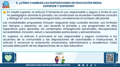 Resumen CTE Sesión 1 Tema: NUEVO ACUERDO 09/09/26 SOBRE EL USO RESPONSABLE Y SEGURO DE DISPOSITIVOS DIGITALES PERSONALES Y TECNOLOGÍAS DE APRENDIZAJE ¿QUÉ NOS CORRESPONDE HACER COMO ESCUELA? editable en PowerPoint
