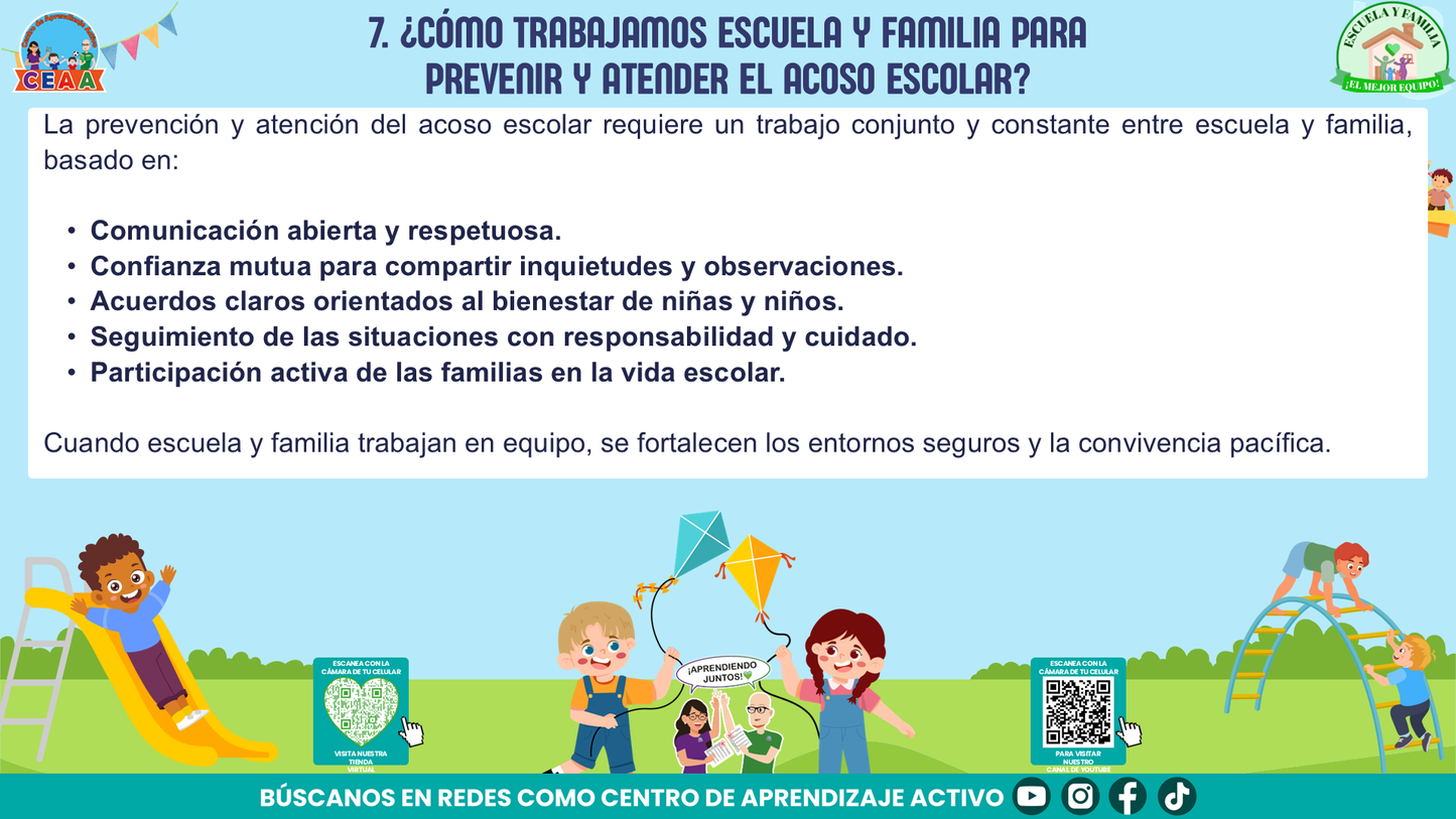 ESCUELA Y FAMILIA: JUNTOS EN LA PREVENCIÓN DEL ACOSO ESCOLAR (Editable en PowerPoint)