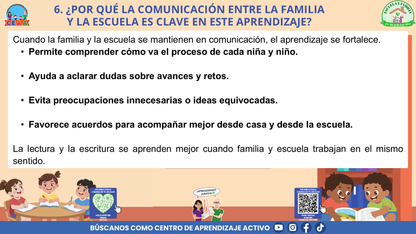 ESCUELA Y FAMILIA: ¿CÓMO APRENDEN A LEER Y A ESCRIBIR MIS HIJAS E HIJOS EN LA ESCUELA? (Editable en PowerPoint)