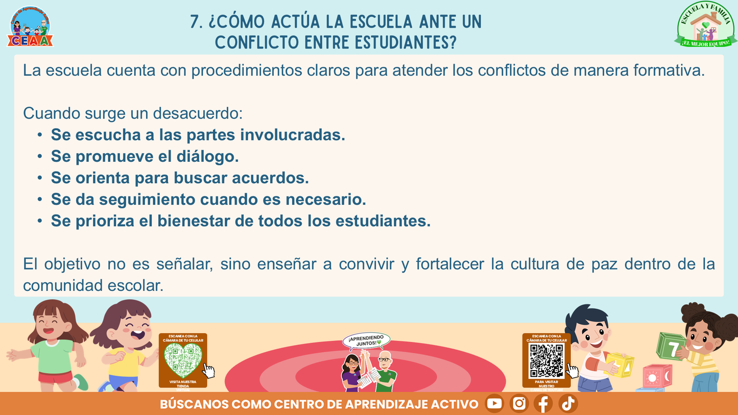 ESCUELA Y FAMILIA: ¿Qué hacer y cómo resolver conflictos entre estudiantes de manera adecuada? (Editable en PowerPoint)