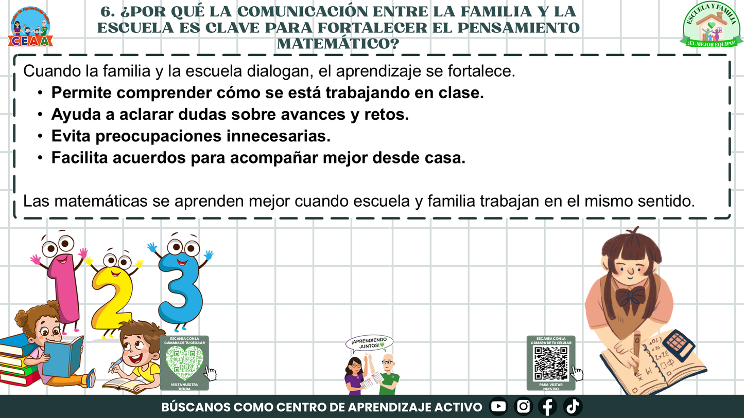 ESCUELA Y FAMILIA: ¿CÓMO APRENDEN MATEMÁTICAS MIS HIJOS E HIJAS EN LA ESCUELA? (Editable en PowerPoint)