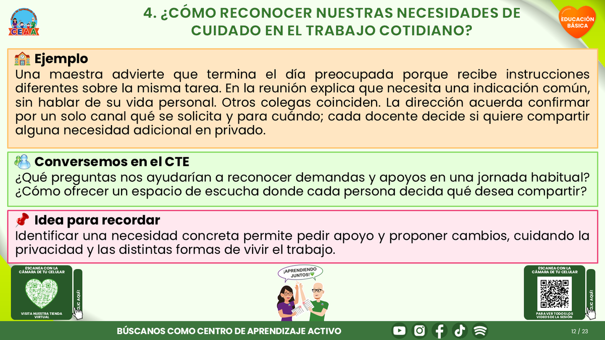 Resumen CTE del Tema 6 Educación Básica: BIENESTAR SOCIOEMOCIONAL DOCENTE ¿CÓMO CUIDARNOS Y CONSTRUIR CONDICIONES DE TRABAJO QUE NOS AYUDEN A ENSEÑAR Y CONVIVIR? editable en PowerPoint