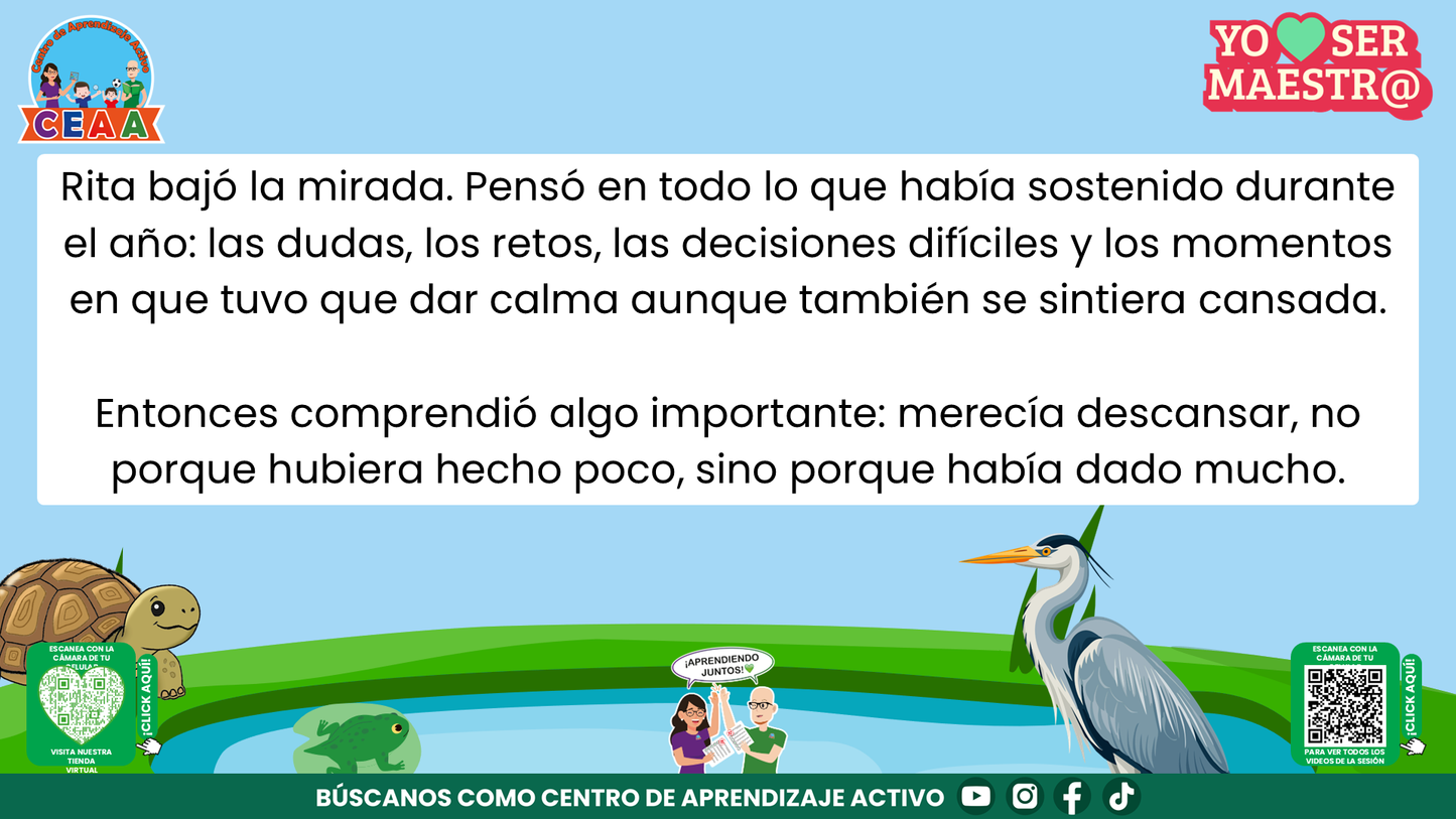 Historias para Maestros - Rita, la ranita maestra y el descanso merecido editable en PowerPoint