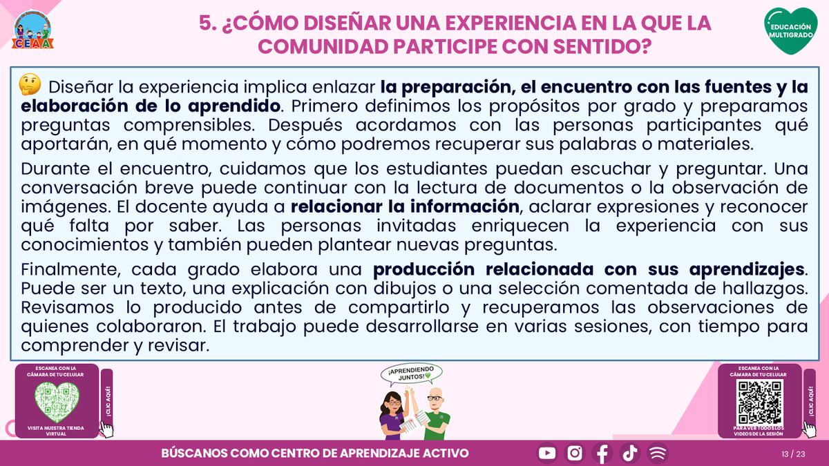 Resumen CTE del Tema 5 Educación Multigrado: LA COMUNIDAD Y EL APRENDIZAJE EN EL AULA ¿CÓMO CONSTRUIR EXPERIENCIAS CON LAS FAMILIAS Y LOS SABERES DE NUESTRO ENTORNO? editable en PowerPoint