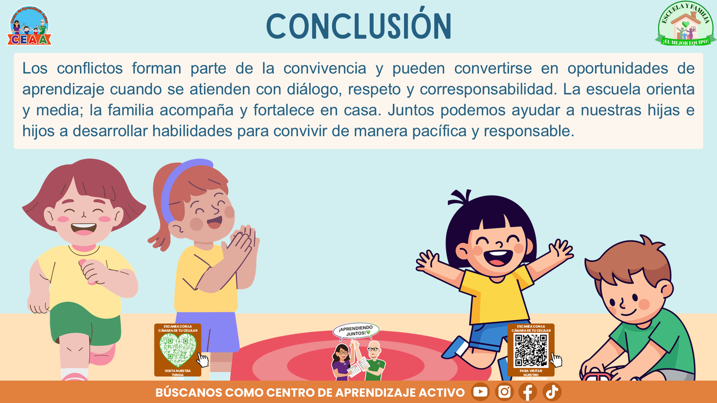 ESCUELA Y FAMILIA: ¿Qué hacer y cómo resolver conflictos entre estudiantes de manera adecuada? (Editable en PowerPoint)