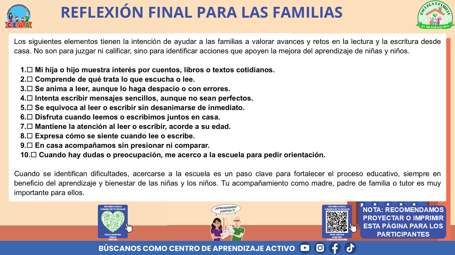 Escuela y familia: ¿CÓMO APRENDEN A LEER Y A ESCRIBIR MIS HIJAS E HIJOS EN LA ESCUELA? Editable en PowerPoint