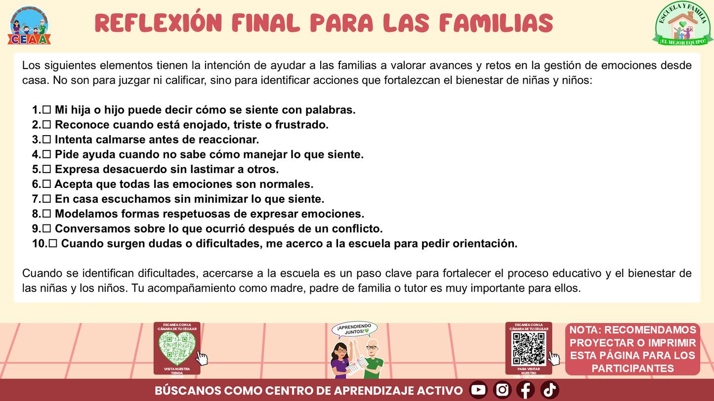 ESCUELA Y FAMILIA: ¿Cómo enseñar a nuestras hijas e hijos a expresar asertivamente y gestionar sus emociones? Editable en PowerPoint
