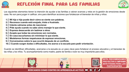 ESCUELA Y FAMILIA: ¿Cómo enseñar a nuestras hijas e hijos a expresar asertivamente y gestionar sus emociones? Editable en PowerPoint