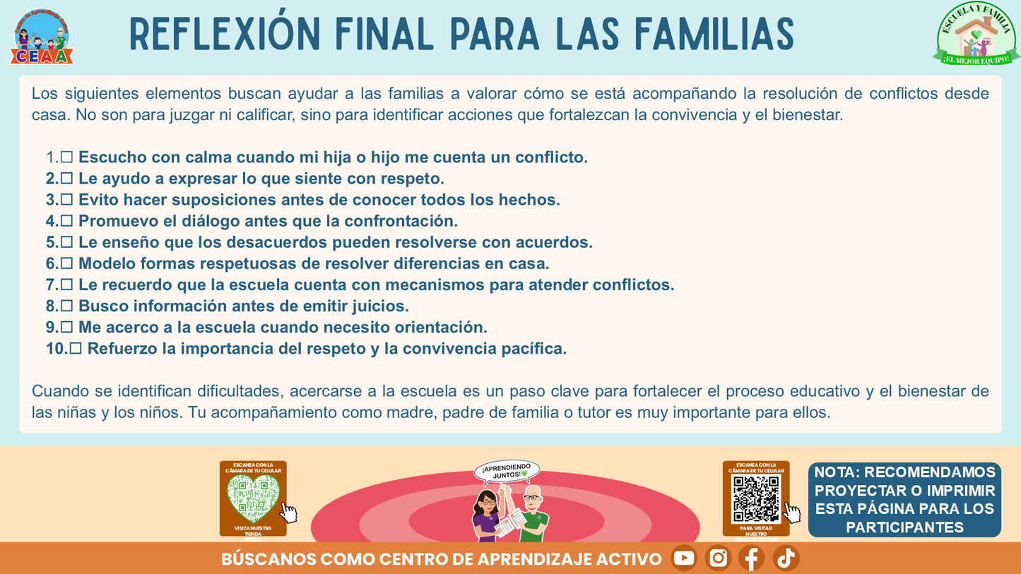 ESCUELA Y FAMILIA: ¿Qué hacer y cómo resolver conflictos entre estudiantes de manera adecuada? (Editable en PowerPoint)