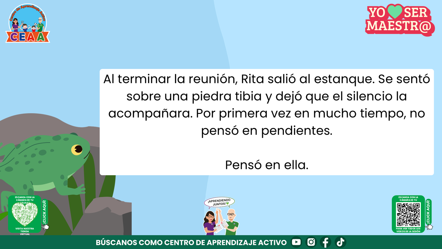 Historias para Maestros - Rita, la ranita maestra y el descanso merecido editable en PowerPoint