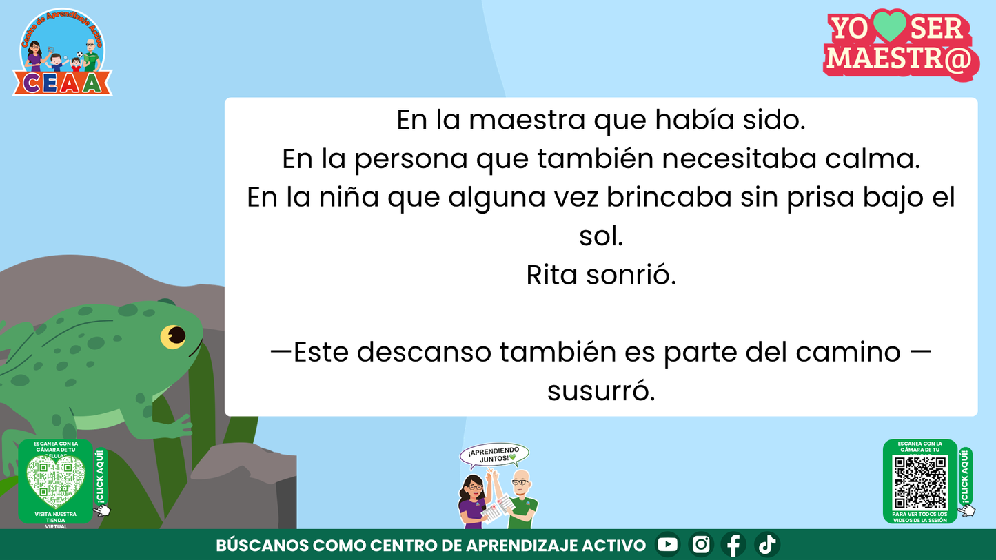 Historias para Maestros - Rita, la ranita maestra y el descanso merecido editable en PowerPoint