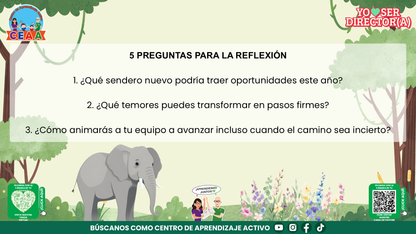 Historias para Maestros Taller Intensivo Directores Enero 2026 - LA ELEFANTA Y EL SENDERO QUE NADIE HABÍA RECORRIDO (Editable en PowerPoint)