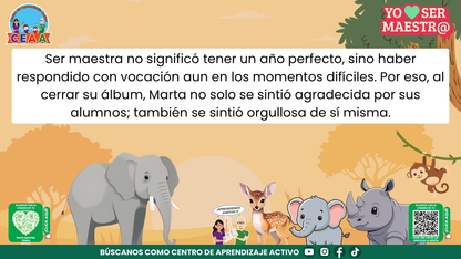 Historias para Maestros - MARTA, LA ELEFANTA MAESTRA Y SU ÁLBUM DEL ÚLTIMO DÍA editable en PowerPoint