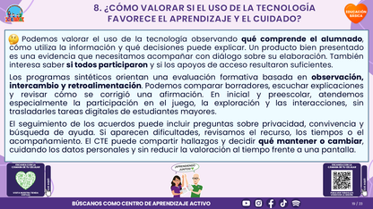 Resumen CTE del Tema 4 Educación Básica: PANTALLAS, REDES SOCIALES E INTELIGENCIA ARTIFICIAL ¿CÓMO ACOMPAÑAR UN USO CRÍTICO, SEGURO Y CON SENTIDO PARA APRENDER? editable en PowerPoint