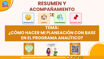 RESUMEN Y ACOMPAÑAMIENTO DOCENTE TEMA: ¿CÓMO HACER MI PLANEACIÓN CON BASE EN EL PROGRAMA ANALÍTICO? Editable en PowerPoint