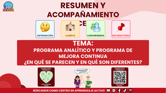 RESUMEN Y ACOMPAÑAMIENTO DOCENTE TEMA: PROGRAMA ANALÍTICO Y PROGRAMA DE MEJORA CONTINUA ¿EN QUÉ SE PARECEN Y EN QUÉ SON DIFERENTES? Editable en PowerPoint