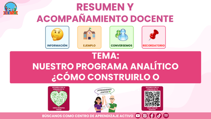 RESUMEN Y ACOMPAÑAMIENTO DOCENTE TEMA: NUESTRO PROGRAMA ANALÍTICO ¿CÓMO CONSTRUIRLO O FORTALECERLO? Editable en PowerPoint