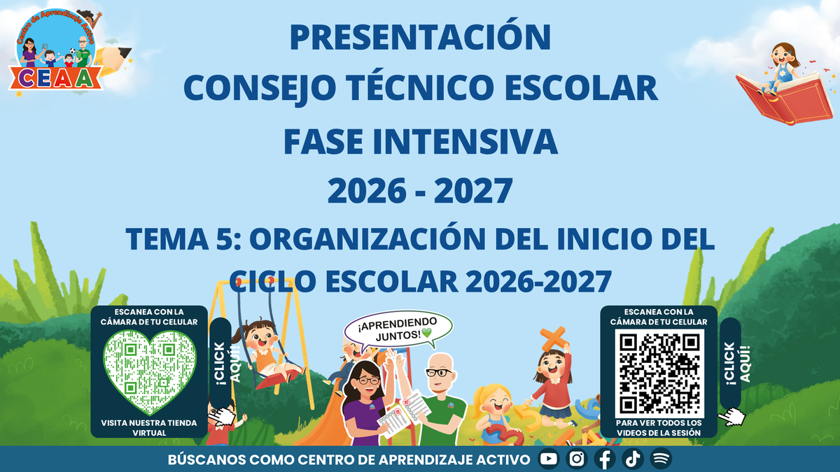 Presentación CTE Fase Intensiva Tema 5: ORGANIZACIÓN DEL INICIO DEL CICLO ESCOLAR 2026-2027 Editable en PowerPoint
