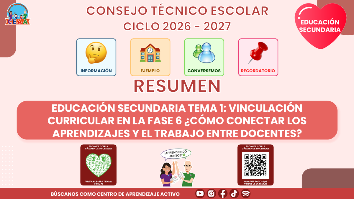 Resumen CTE del Tema 1 Educación Secundaria: VINCULACIÓN CURRICULAR EN LA FASE 6 ¿CÓMO CONECTAR LOS APRENDIZAJES Y EL TRABAJO ENTRE DOCENTES? editable en PowerPoint